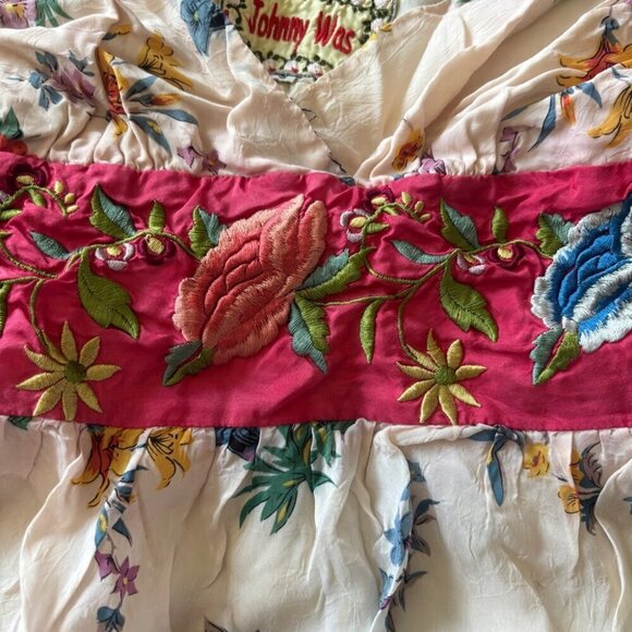 Johnny Was 100% Silk Floral Dress Women's Size Small - Picture 8 of 15